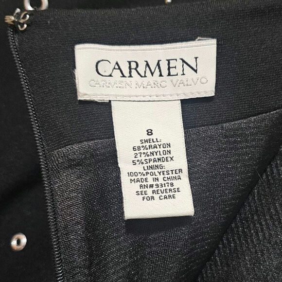 Carmen Marco Valvo Skirt Black Stetch Pull On Pencil Grommet Women Size 8 - Picture 4 of 5
